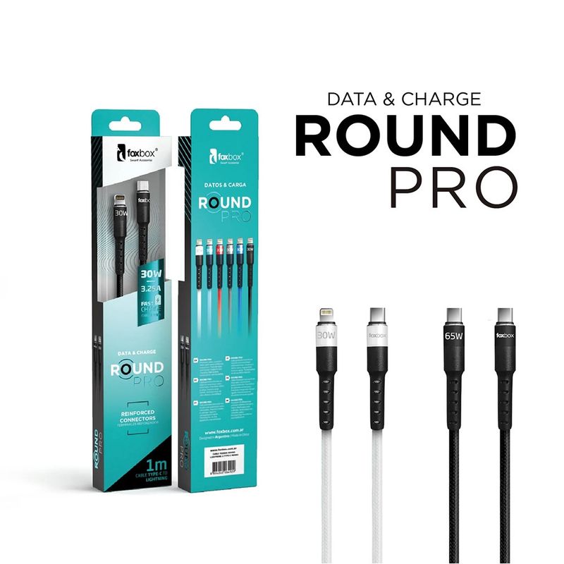 Cable Foxbox 7430 Round Pro 1.25 Mts Type-C Blanco