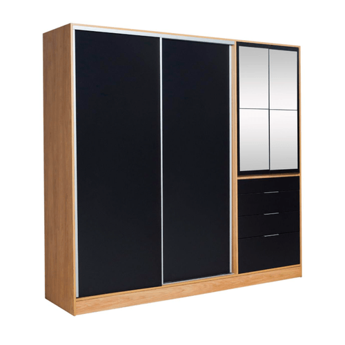 Placard Ricchezze Murano Mix 2.07Mts 4 Puertas 4 Cajones Hickory/Negro