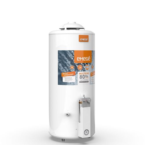 Termotanque A Gas Emegé 80 Lts Multigas Rec. Simultanea C/Superior