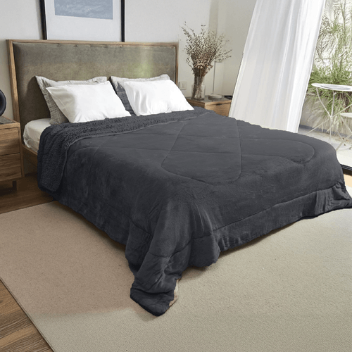 Acolchado Fullblanc Flannel Corderito 2 1/2 Gris Topo