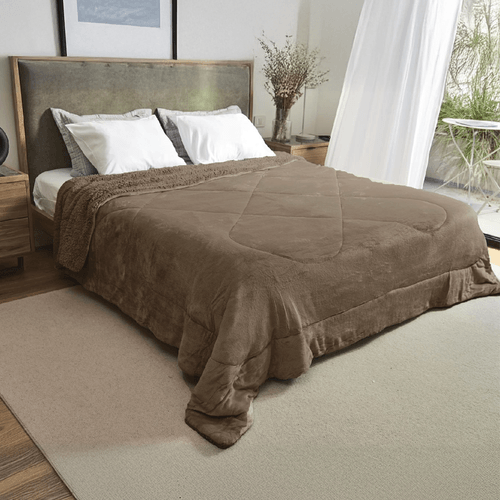 Acolchado Fullblanc Flannel Corderito Full Beige