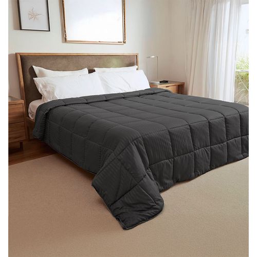 Acolchado Fullblanc Simil Plumon Plumage Stripes Queen Gris Oscuro
