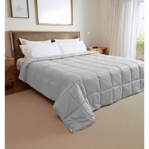 Acolchado Fullblanc Simil Plumon Plumage Stripes Queen Gris Claro