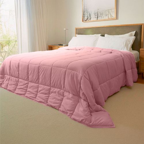 Acolchado Fullblanc Simil Plumon Plumage Queen Rosa Palido