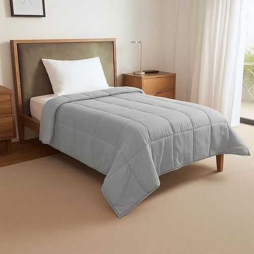 Acolchado Fullblanc Simil Plumon Plumage Stripes Twin Gris Claro