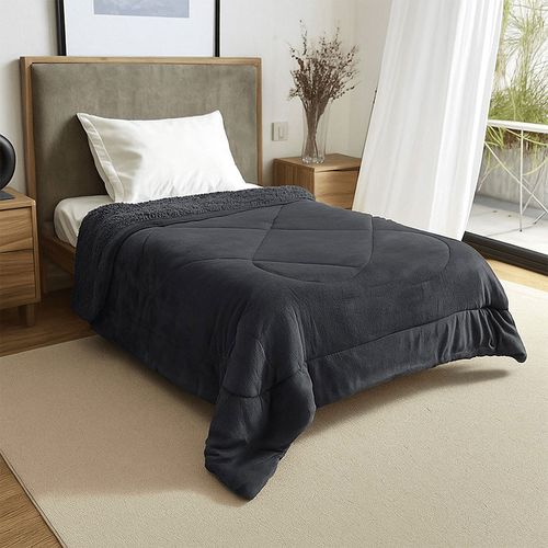 Acolchado Fullblanc Flannel Corderito Twin Gris Topo