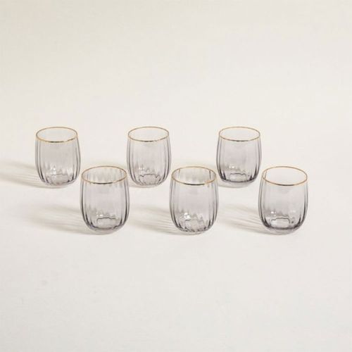 Set x 6 Vasos Fume Borde Dorado 350ml