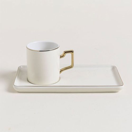 Taza Y Bandeja Ginette Cream Borde