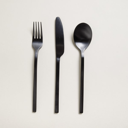 Set x 3 Utensilios De Mesa Negros 20cm