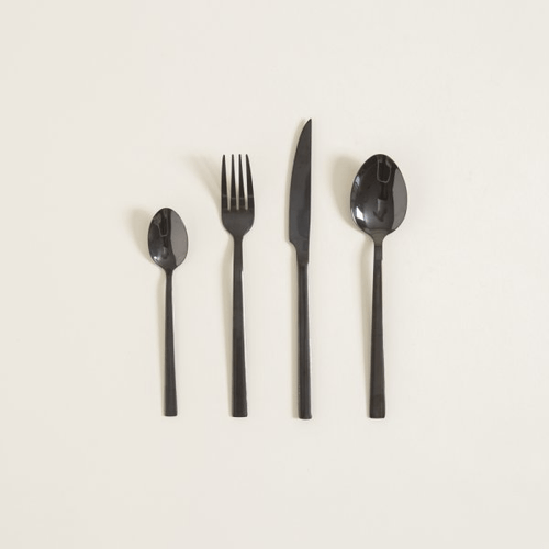 Set Cubiertos 16 Piezas Chelsea Negro Brillante