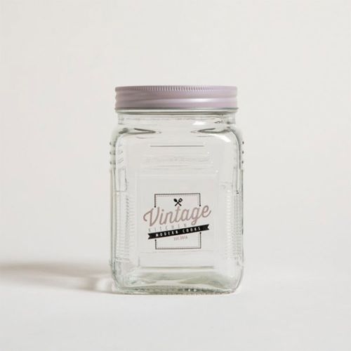 Frasco Cuadrado Logo Vintage C/Tapa Nude 10x10x15c