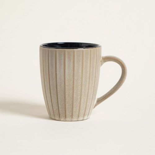 Mug Bco Interior Negro Rayas Verticales 350ml