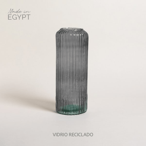 Jarron De Vidrio Rayas Cobalto 15x39.5cm 400ml