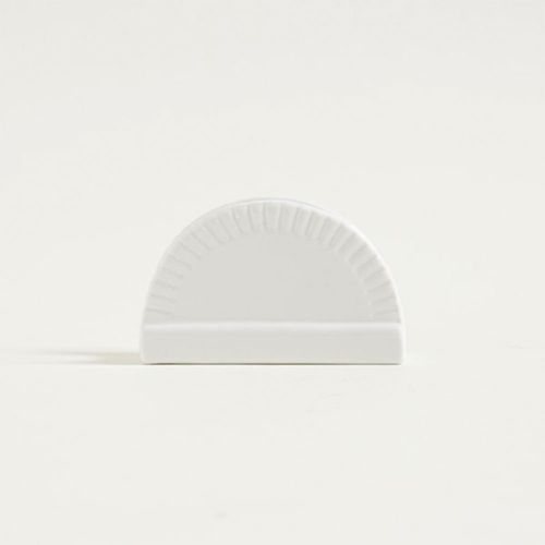 Servilletero De Porcelana Blanca Borde A Rayas 7x1