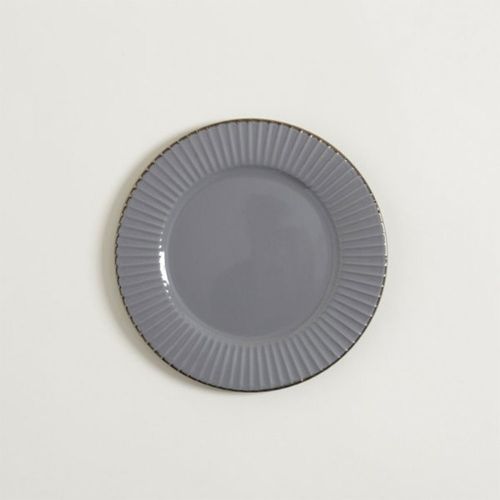 Plato Postre Abu Dhabi Gris Borde Dorado 21 cm