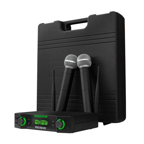 Micrófono Inalámbrico Pro Bass Doble Mano/Mano UHF