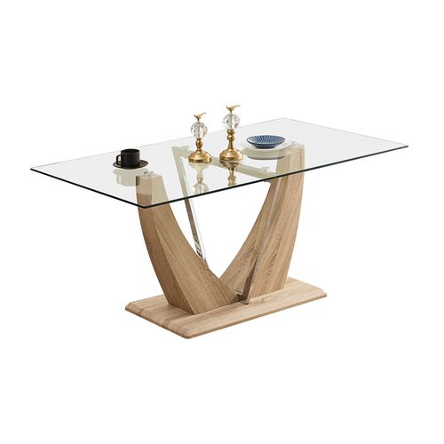 Mesa Vidrio Bulk 1.60X0.90 En V Base MDF Transparente