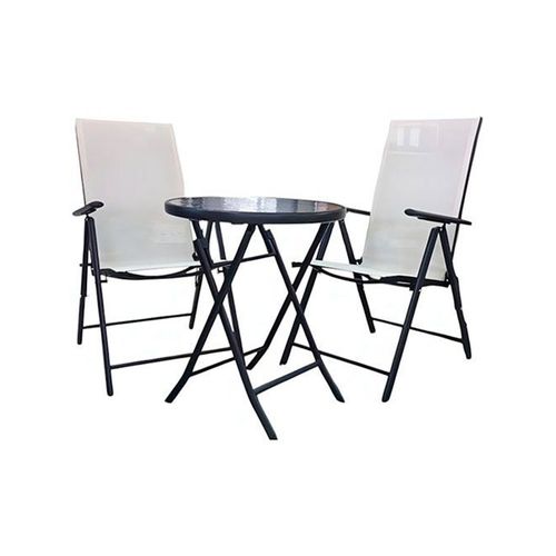 Juego Jardin Avelino Cuneo Set 3 Piezas Acero 2 Sillones + Mesa 60Cm Vi